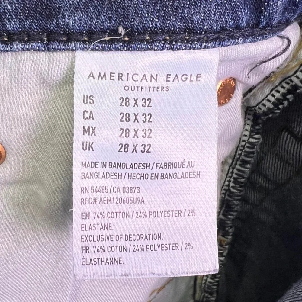 American‎ Eagle Jeans Mens 28x30 Dark Wash Slim Casual Distressed Airflex Preppy
